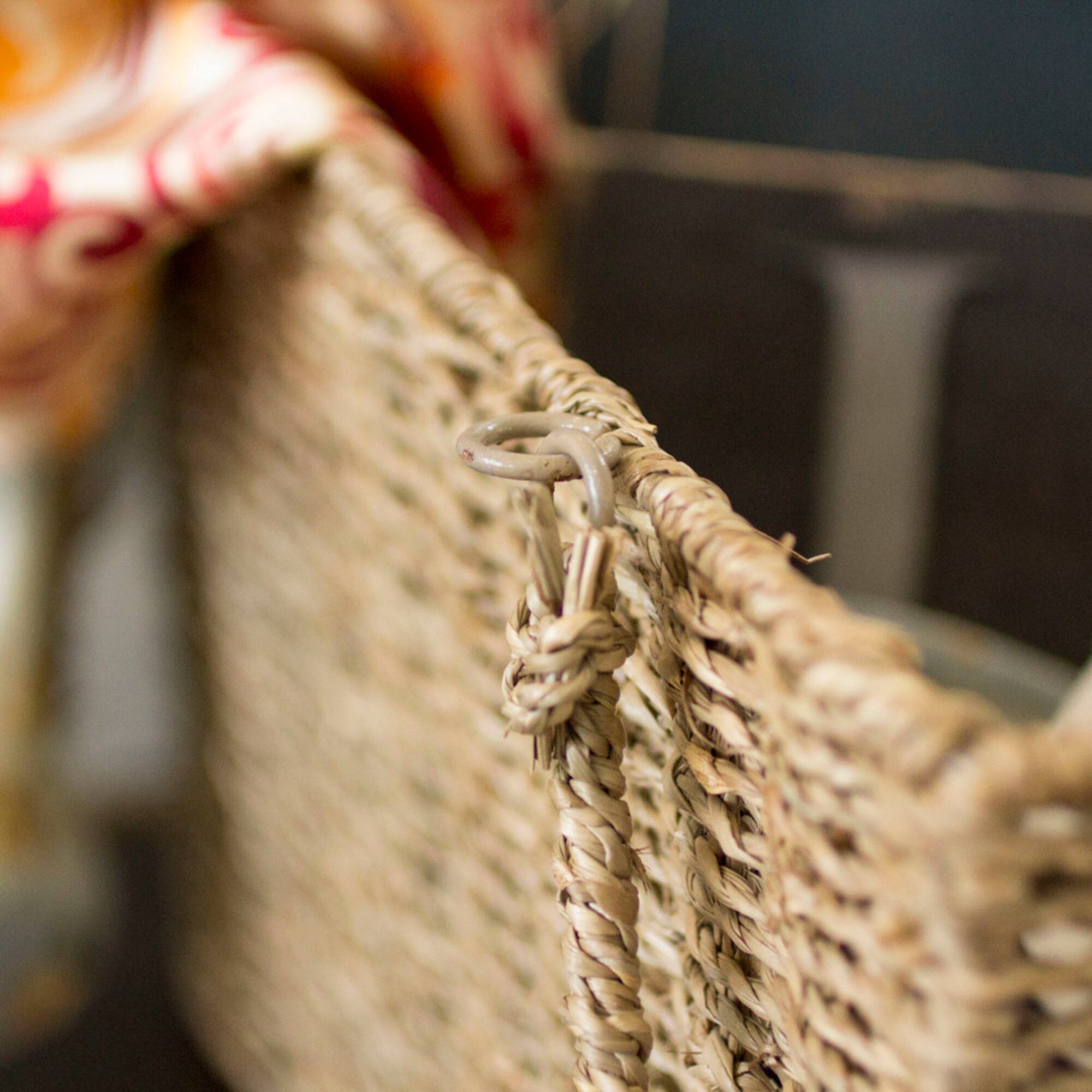 Household Essentials Seagrass & Corn Husk Wicker Stair Basket